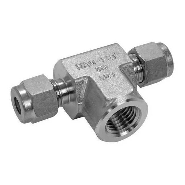 Ham-Let 1/2" x 1/4" Compression x FPT SS Female Branch Tee 772LF  SS 1/2 X 1/4