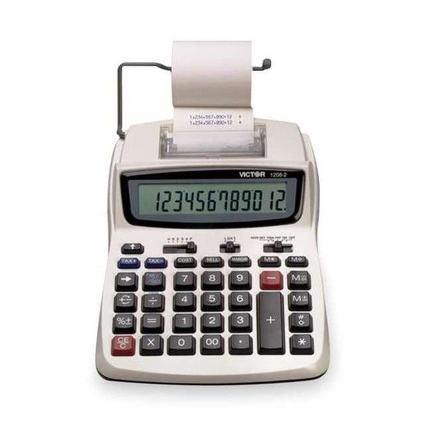 Victor Technology Printing Calculator,7 1/2" W,1 1/2" H 1208-2