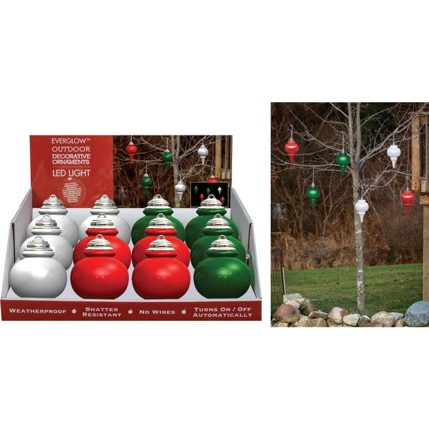 Xodus 9 In. Shatter Resistant LED Outdoor Finial Christmas Ornament Pack of 24