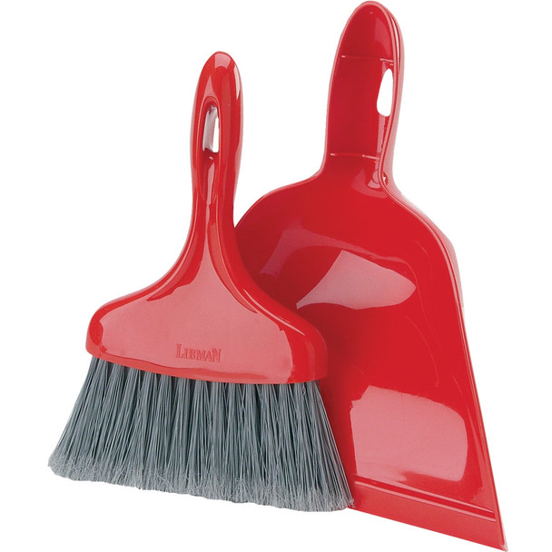 Libman 7 In. Poly Whisk Broom with Dust Pan, Black Bristles 906