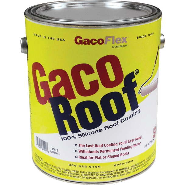GacoRoof Silicone Roof Coating, White, 1 Gal. GR1600-1