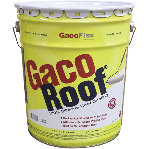 GacoRoof Silicone Roof Coating, White, 5 Gal. GR1600-5
