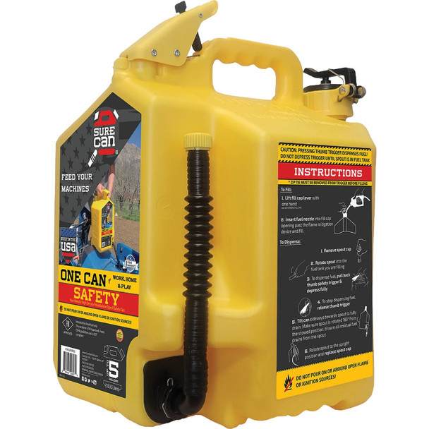 SureCan 5 Gal. Plastic Diesel Safety Fuel Can, Yellow SUR5SFD2
