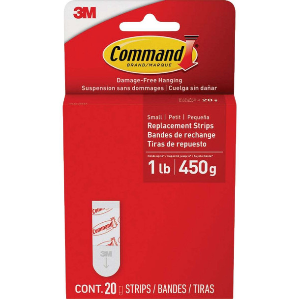 Command Small Adhesive Strip, White, 20 Strips 17022-20ESF