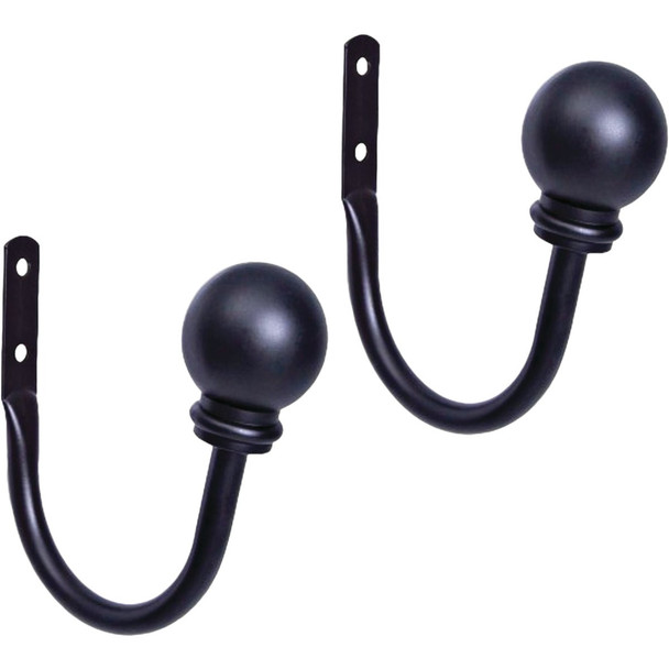 Kenney 4 In. Ball Drapery Holdback, Black (2-Pack) KN74983V1