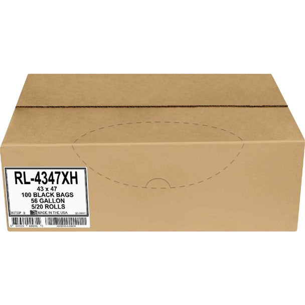 Aluf Plastics 56 Gal. 1.2 Mil. Black Low Density Can Liner (100-Count) RL-4347XH