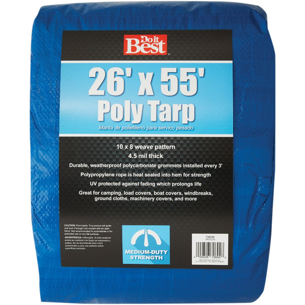 Do it Best Blue Woven 26 Ft. x 55 Ft. Medium Duty Poly Tarp 736236