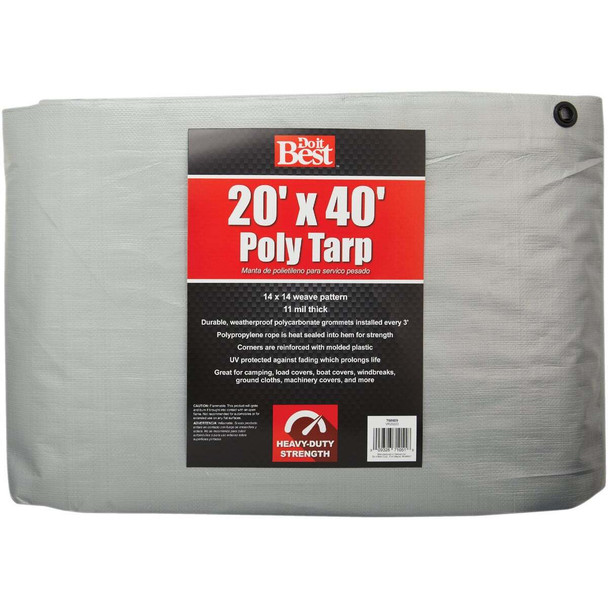 Do it Best Silver Woven 20 Ft. x 40 Ft. Heavy Duty Poly Tarp 768609