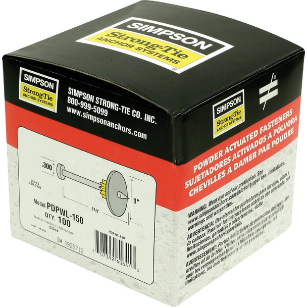 PDPAWL.157-in. x 1-1/2-in. Powder-Actuated Pin with 1-in. Washer (100-Qty)
