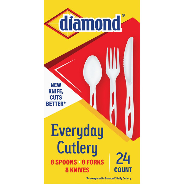 Diamond Heavy-Duty Plastic Cutlery Set (24-Piece BX) 4142636048
