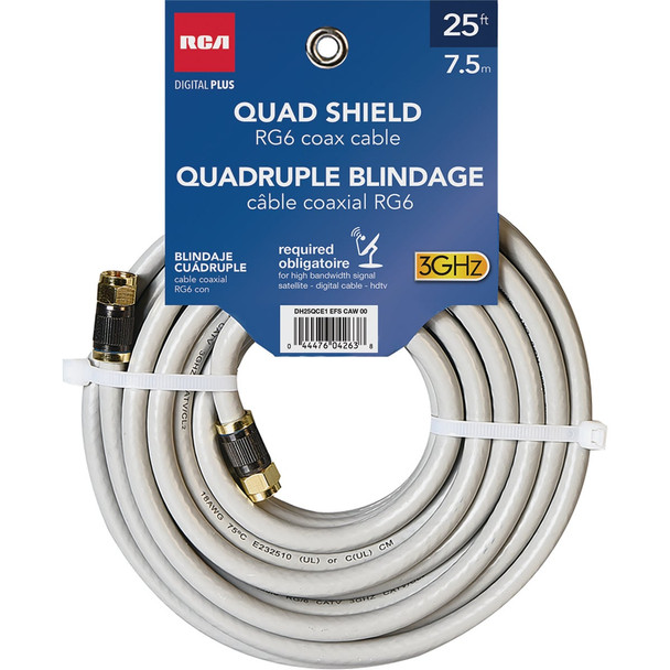 RCA 25 Ft. Gray Quad RG6 Coaxial Cable DH25QCE1
