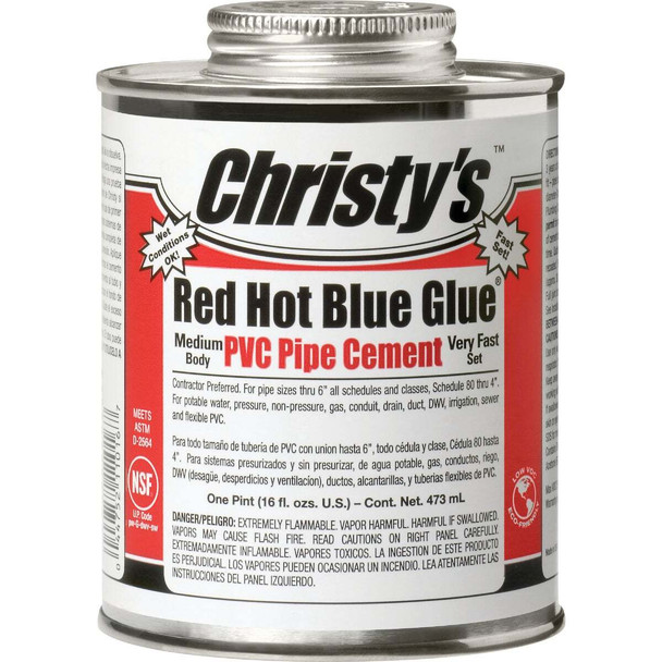 Christy's 16 Oz. Low VOC Red Hot Blue Glue PVC Cement 505198
