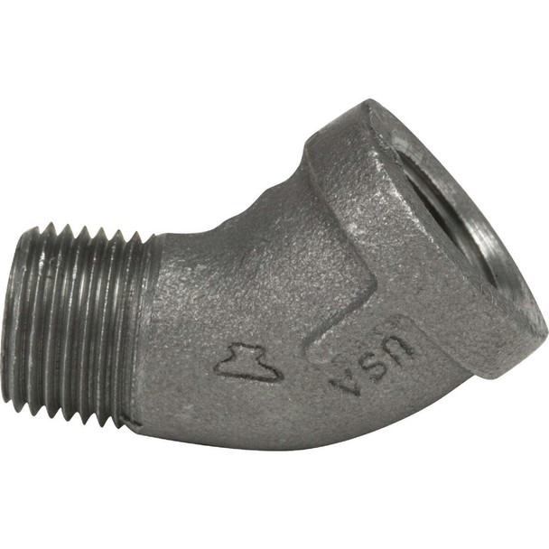 Anvil 1/2 In. 45 Deg. Street Malleable Black Iron Elbow (1/4 Bend) 8700128203