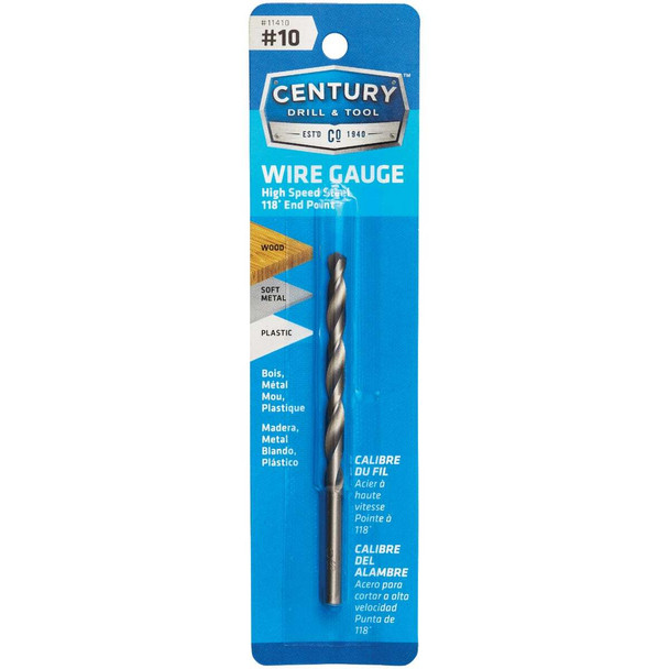 Century Drill & Tool Number 10 HSS Brite Drill Bit 11410