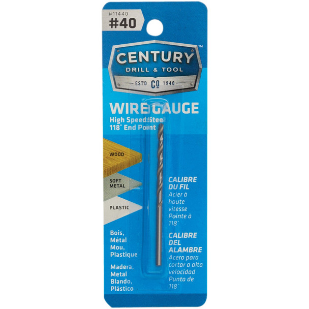 Century Drill & Tool Number 40 HSS Brite Drill Bit 11440
