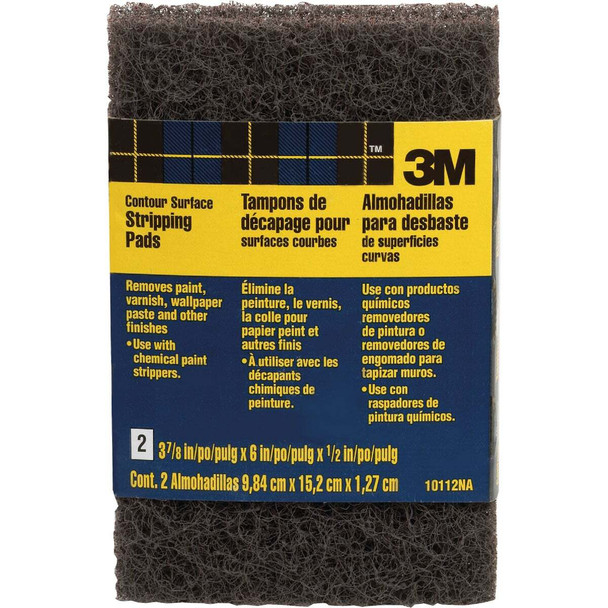 3M Heavy Duty Stripping Pads, 3-3/4 In. x 6 In. x 7/16 In. (2-Pack) 10112NA