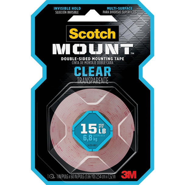 Scotch Mount 1 In. x 60 In. Clear Double-Sided Mounting Tape 410H