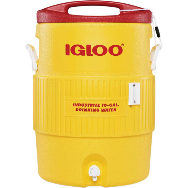 Igloo 10 Gal. Yellow Industrial Water Jug with Cup Dispenser Bracket 4101