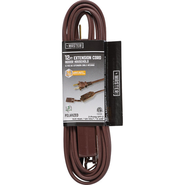 Master Electrician 12 Ft. 16/2 Brown Cube Tap Extension Cord 09403ME