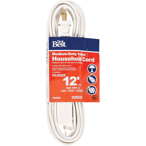 Master Electrician 12 Ft. 16/2 White Cube Tap Extension Cord 09413ME