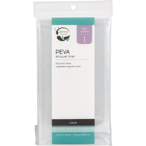 Zenith Zenna Home 70 In. x 72 In. Clear Lightweight PEVA Shower Curtain Liner