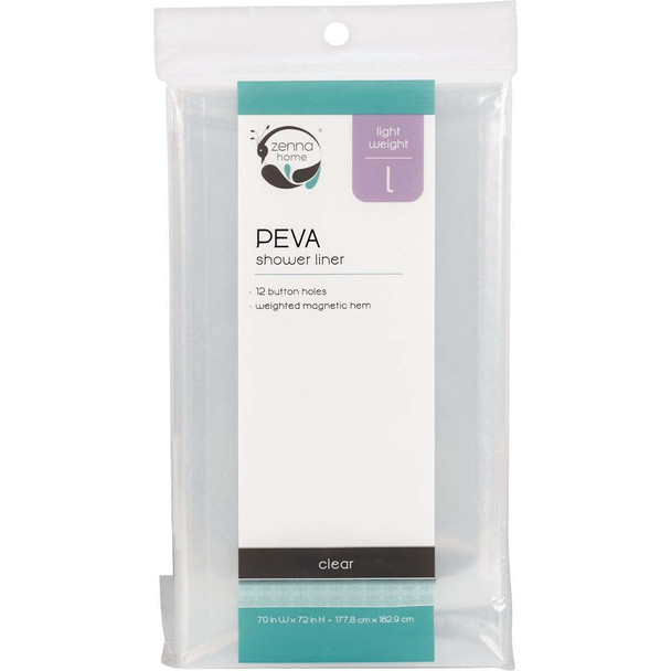 Zenith Zenna Home 70 In. x 72 In. Clear Lightweight PEVA Shower Curtain Liner