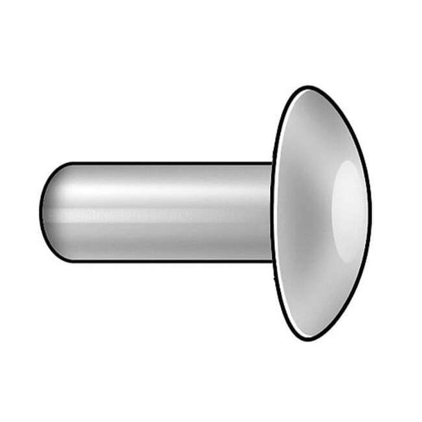 Solid Rivet, Brazier Head, 0.125 in Dia., 0.75 in L, Aluminum Body, 250 PK