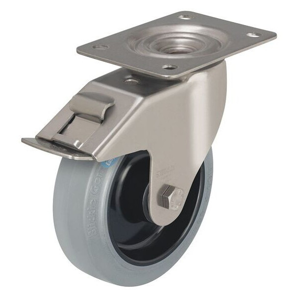 Swivel Plate Caster,Rubber,3-1/8 in,308 lb