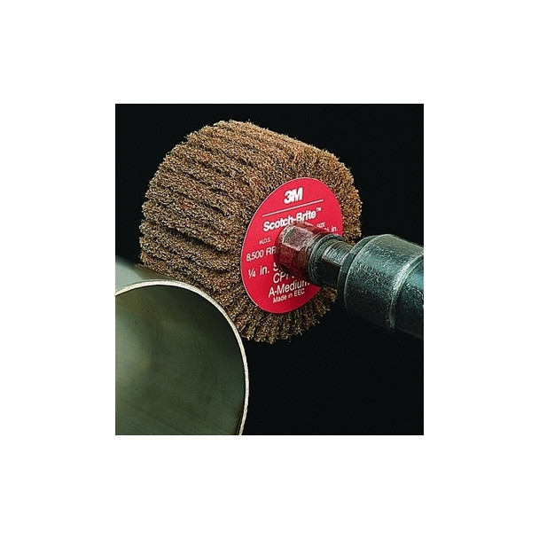 Cut and Polish Flap Brush, 3 in x 1/4 in, Medium, Aluminum Oxide, 8500 rpm