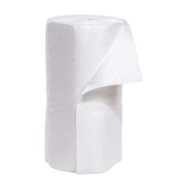 Sorbent Roll, 46 gal, 30 in x 150 ft, Oil, White, Polypropylene