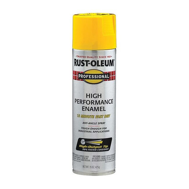 Rust Preventative Spray Paint, Safety Yellow, Gloss, Solvent, 15 Oz