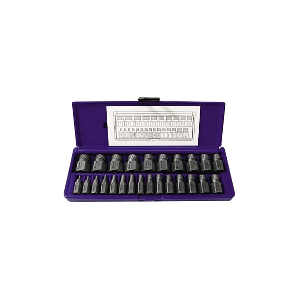 Hex Head Multi-Spline Screw Extractors - 532 Series - Plastic Case Set, 25 Pc, 1/8 in to 7/8 in