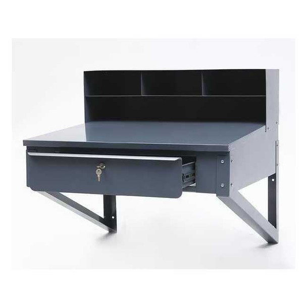 Manufacturer Varies Stationary Wall Mount Desk,37 1/2"H,Gray 1W952
