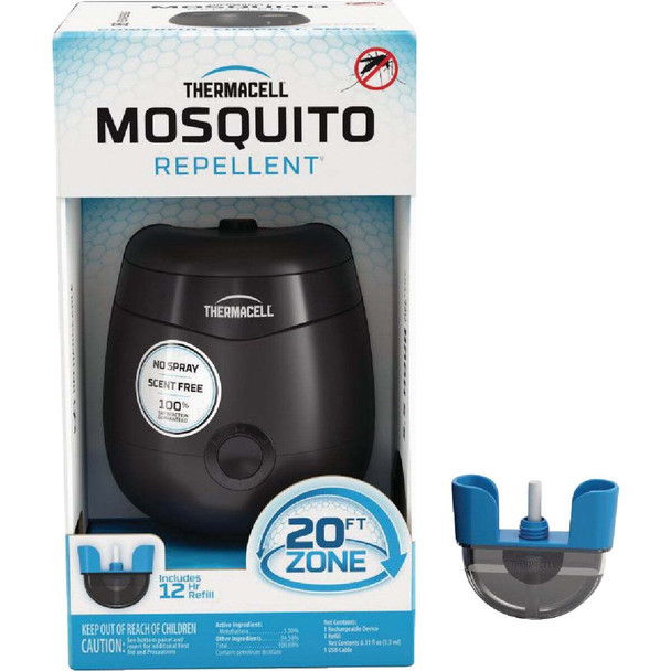Thermacell 5-1/2 Hr. Black Rechargeable Mosquito Repeller Starter Kit E55X