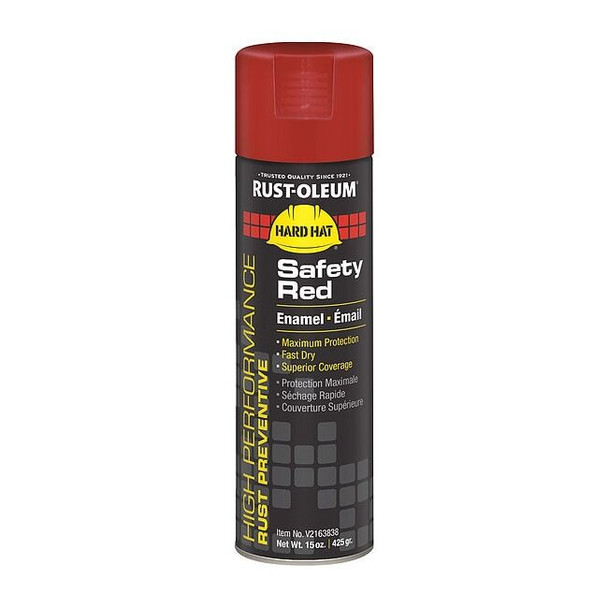 Rust Preventative Spray Paint, Safety Red, Gloss, Solvent, 15 oz