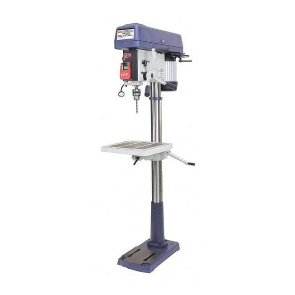 Floor Drill Press, Belt Drive, 1 hp, 115/230V AC V, 17 in Swing, 16 Speed
