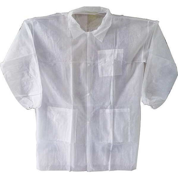 Condor Disposable Lab Coat, Polypropylene, Snaps Closure, White, XL, 30 PK