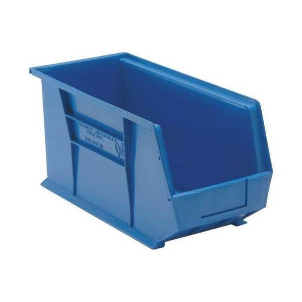 Hang & Stack Storage Bin, Polypropylene, Blue, 9 in H, 8 1/4 in W, 18 in L