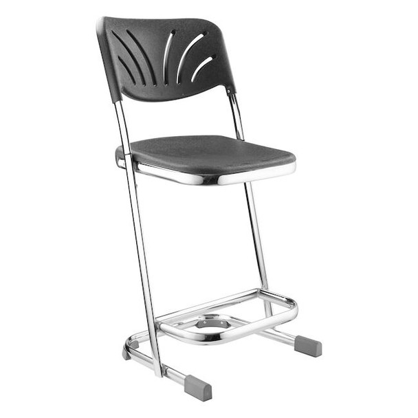 National Public Seating Square Stool with Backrest, Height 22"Black 6622B
