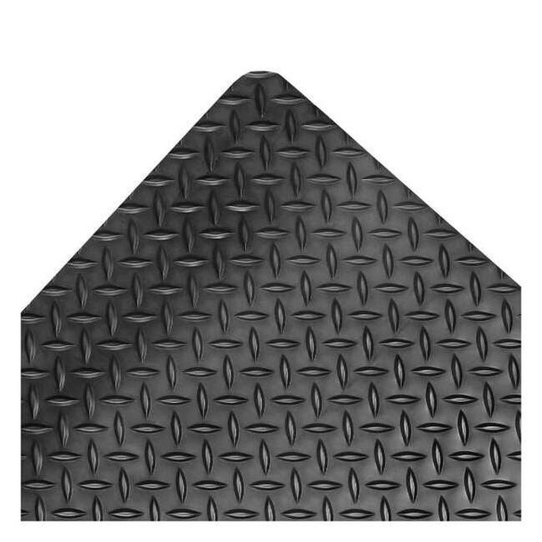 Antifatigue Mat, 3 ft. L x 2 ft. W, 3/4" Thickness, Vinyl, Diamond Plate, Black