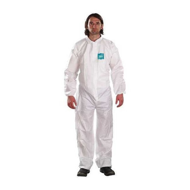 Ansell Collared Coveralls, 3XL, White, Microporous Laminate WH18-B-92-103-07