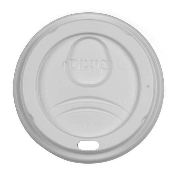 Dixie Lid for 8 oz. Hot Cup, Dome, Sip Through, White, Pk1000 D9538
