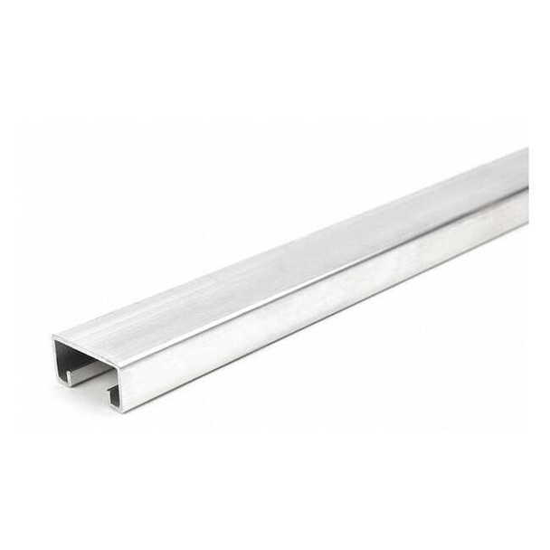 Single Channel Strut, Solid, Aluminum, Plain, None Hole Size, Silver