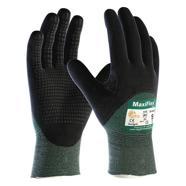 Cut-Resistant Gloves, Cut Level A2 ,Double Dipped ,Foam Nitrile ,Dotted ,S 12 PK