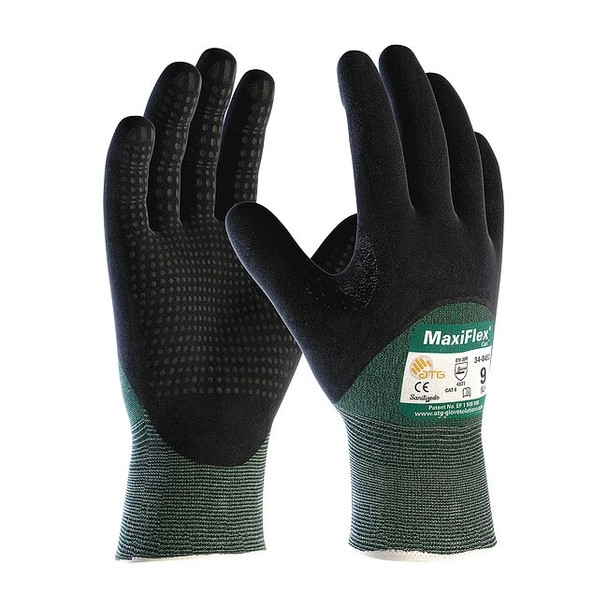 Cut-Resistant Gloves, Cut Level A2 ,Double Dipped ,Foam Nitrile ,Dotted ,S 12 PK