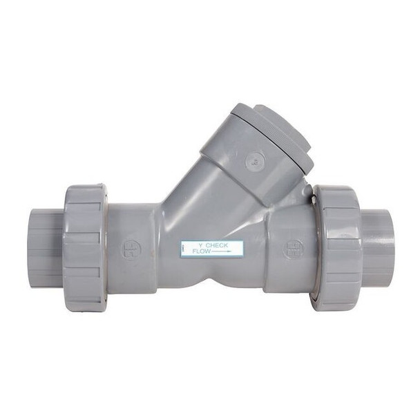 Hayward Flow Control Y-Check Valve, True Union, 2", PVC/FPM, Socket YC10200SU