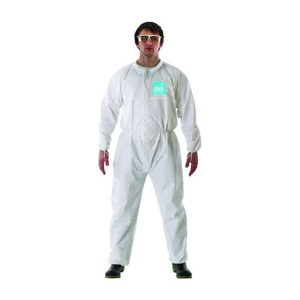 Ansell Collared Coveralls, S, White, Microporous Laminate 682000