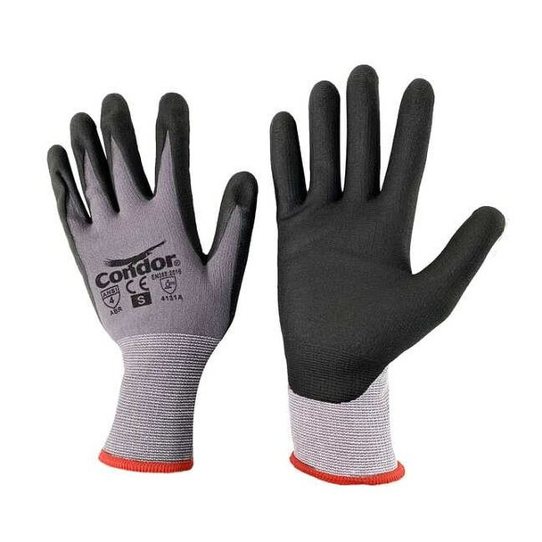 Coated Gloves, Nitrile, Sandy, Palm, 4 Abrasion Level, Black/Gray, 3XL 1 PR