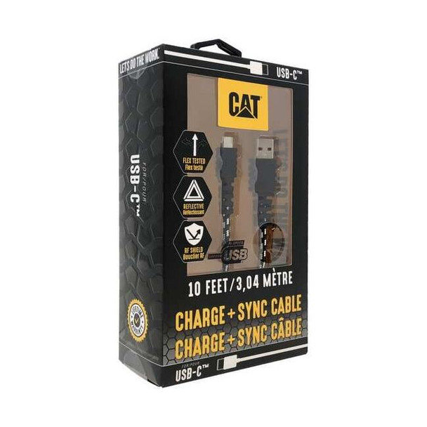 Cat Reinforced USB Cable,Black,10ft L CAT-USB-USBC