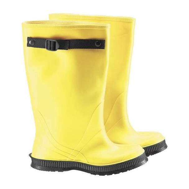 Overboots, Plain Toe, 17 in Height, Pull On Closure, Cleated Sole, Yellow, 12